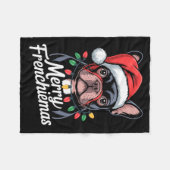 French Bulldog Merry Frenchiemas Santa Hat Christm Fleecedecke (Vorderseite (Horizontal))