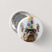 French Bulldog mit Party Hat Button (Vorne & Hinten)