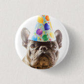 French Bulldog mit Party Hat Button (Vorderseite)