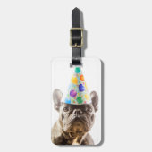 French Bulldog mit Party Hat Gepäckanhänger (Vorderseite vertikal)