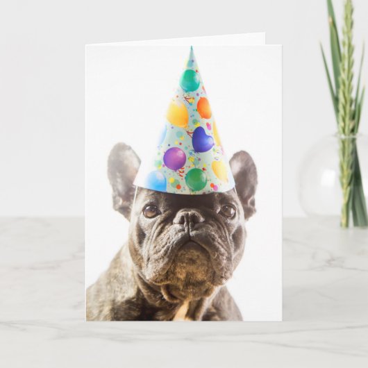 French Bulldog mit Party Hat Karte (Vorderseite)