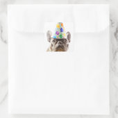 French Bulldog mit Party Hat Quadratischer Aufkleber (Tasche)