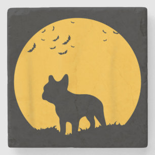 French Bulldog Moon Halloween Inspiriertes Design Steinuntersetzer