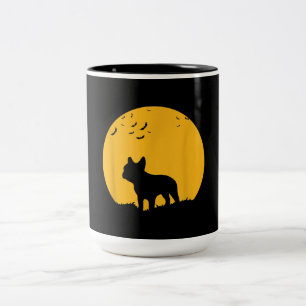 French Bulldog Moon Halloween Inspiriertes Design Zweifarbige Tasse
