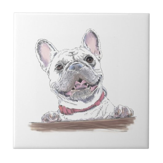 French Bulldog Niedlich Happy Zeichnend | GOT LECK Fliese (Vorderseite)