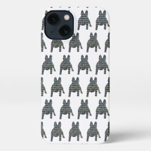 French Bulldog Niedlich Hund Silhouette Grid White iPhone 13 Hülle