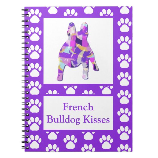 French Bulldog Niedlich Pet Silhouette Lila PY&B Notizblock (Vorderseite)