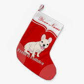 French Bulldog Niedlich White Cream Frenchie Kleiner Weihnachtsstrumpf (Vorderansicht (hängend))