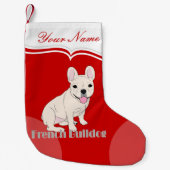 French Bulldog Niedlich White Cream Frenchie Kleiner Weihnachtsstrumpf (Vorderseite)