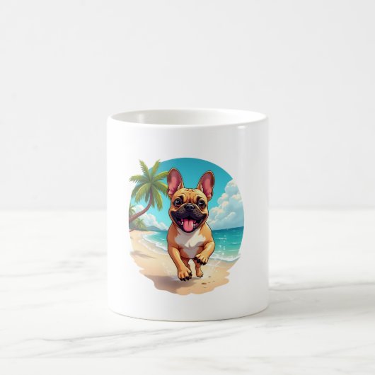 French Bulldog on a Beach Kaffeetasse (Mittel)