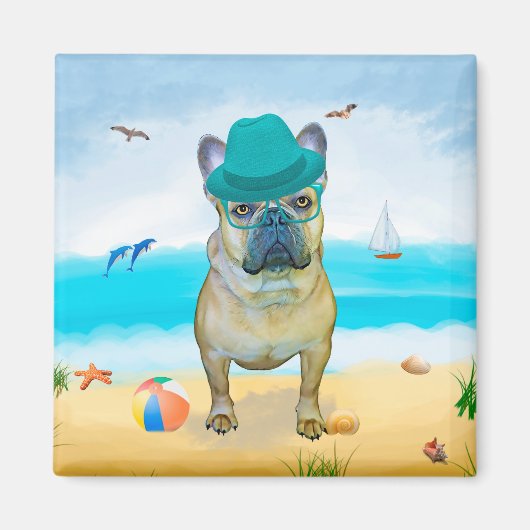 French Bulldog on Beach Magnet (Vorne)