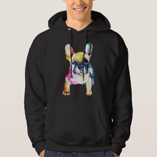 French Bulldog Original Watercolor Hand Drawing Hoodie (Vorderseite)