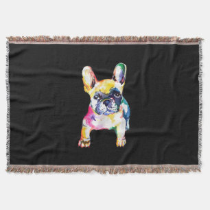 French Bulldog Original Watercolor Zeichne Geschen Decke