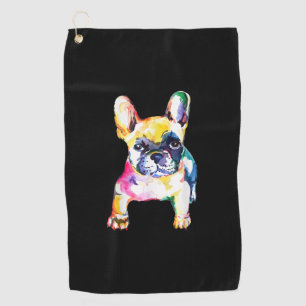 French Bulldog Original Watercolor Zeichne Geschen Golfhandtuch