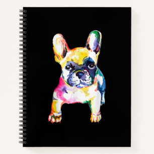 French Bulldog Original Watercolor Zeichne Geschen Notizblock