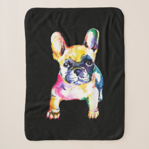 French Bulldog Original Watercolor Zeichne Geschen Sherpadecke