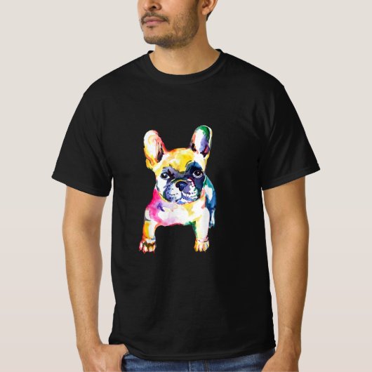 French Bulldog Original Watercolor Zeichne Geschen T-Shirt (Vorderseite)