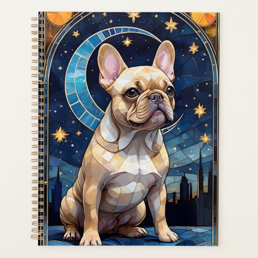 French Bulldog Pastel Stains Glass Night Sky Moon Planer (Vorderseite)