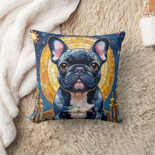 French Bulldog Pastell gesteinigt Glass Moon Night Kissen