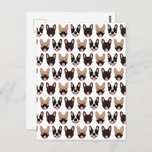 French Bulldog Pattern Postkarte (Vorne/Hinten)