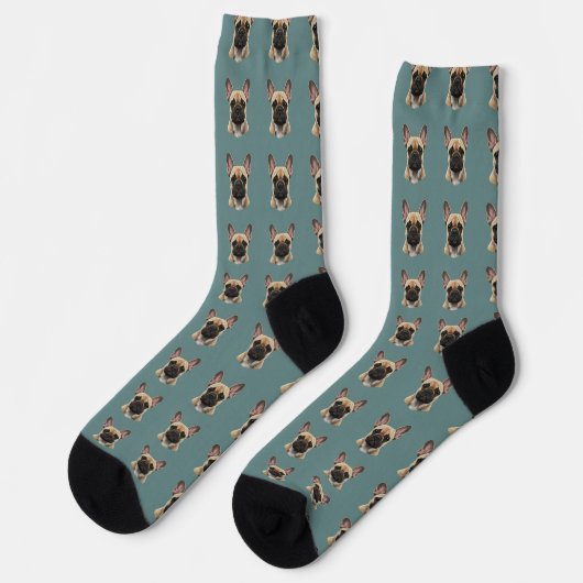 French Bulldog Pattern Socken (Linkes Detail)