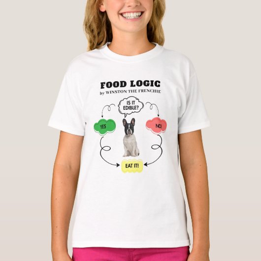 French Bulldog Personalisiert Food Logic Flowchart T-Shirt (Vorderseite)