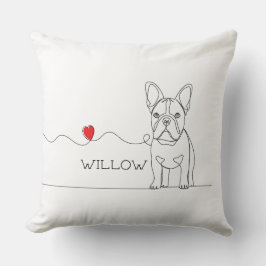 French Bulldog Pet Line Art with Name Bed Kissen