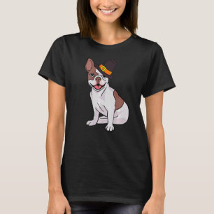 French Bulldog Pilgrim Hat Erntedank Day Niedlich  T-Shirt