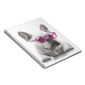 French Bulldog Pink Brille Spiral Foto Notebook Notizblock (Rechte Seite)