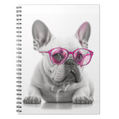 French Bulldog Pink Brille Spiral Foto Notebook Notizblock (Vorderseite)