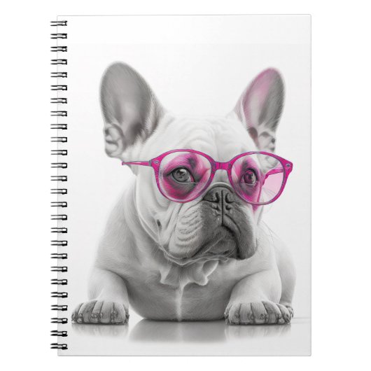 French Bulldog Pink Brille Spiral Foto Notebook Notizblock (Vorderseite)
