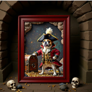 French Bulldog Pirate Treasure Guardian Poster