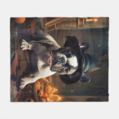 French Bulldog Pumpkins Halloween Beängstigend Fleecedecke (Vorderseite (Horizontal))