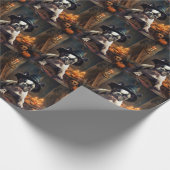 French Bulldog Pumpkins Halloween Beängstigend Geschenkpapier (Ecke)