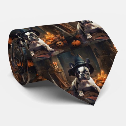 French Bulldog Pumpkins Halloween Beängstigend Krawatte (Gerollt)
