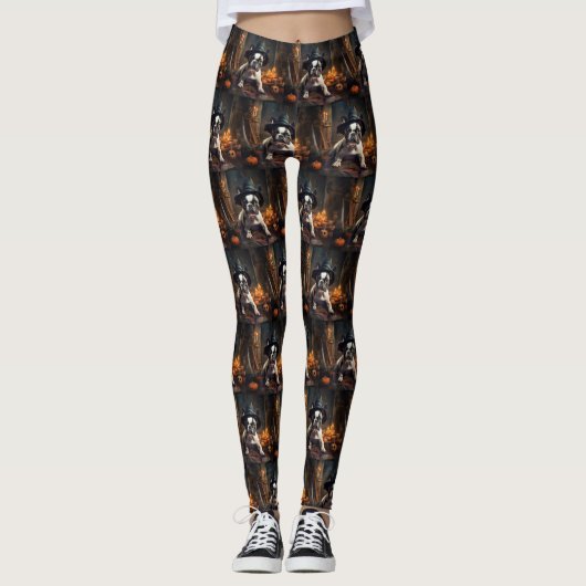 French Bulldog Pumpkins Halloween Beängstigend Leggings (Vorderseite)