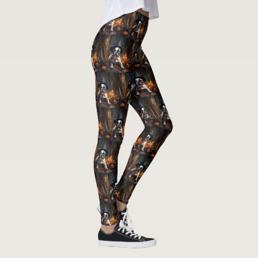 French Bulldog Pumpkins Halloween Beängstigend Leggings (Rechts)