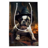 French Bulldog Pumpkins Halloween Beängstigend Mittlere Geschenktüte (Vorderseite)