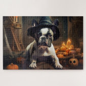 French Bulldog Pumpkins Halloween Beängstigend Puzzle (Horizontal)