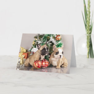 French Bulldog Puppy and Christmas Ohrts Feiertagskarte