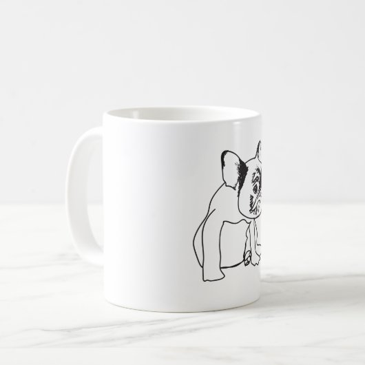 French Bulldog Puppy Black and White Zeichnend Tas Kaffeetasse (Vorderseite Links)