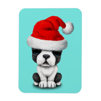 French Bulldog Puppy Dog Wearing a Santa Hat Magnet