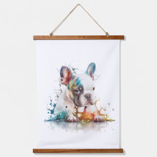French Bulldog Puppy Frenchie Wandteppich Mit Holzrahmen