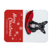 French Bulldog Puppy Red Foto Christmas Custom Magnet (Horizontal)