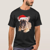 French Bulldog Puppy Weihnachtsmannmütze Niedlich T-Shirt (Vorderseite)