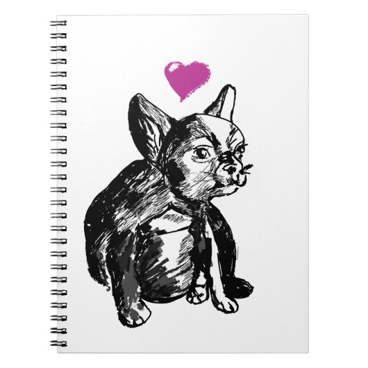 French Bulldog Puppy Zeichne Foto Notebook Notizblock (Vorderseite)