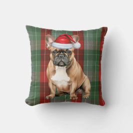 French Bulldog Red Green Holiday Plaid Christmas Kissen