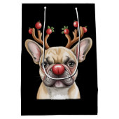 French Bulldog Reindeer Dog Lover Christmas Xmas Mittlere Geschenktüte (Rückseite)
