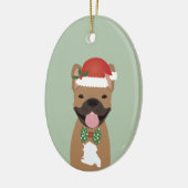 French Bulldog Rentier Christmas Lights Keramik Ornament (Links)
