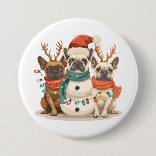 French Bulldog Rentierhunde Button